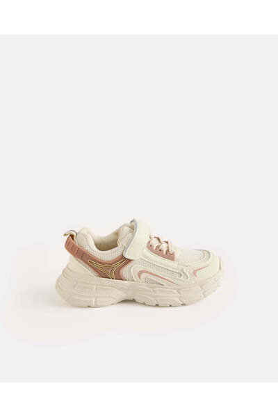 REDTAG Girls Cream Rubber Patch Trainers