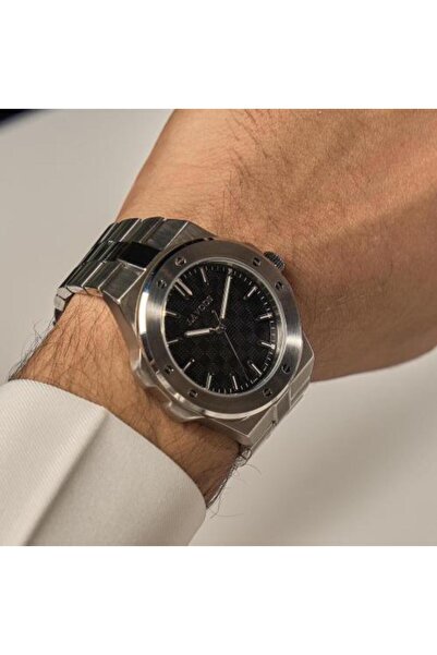 LAVOS Men's Watch with Silver Steel Strap and Black Dial