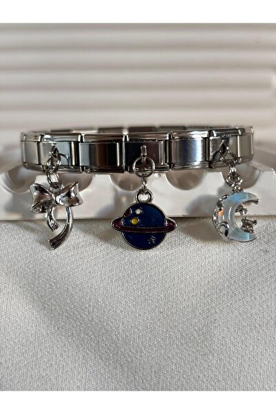 bijoux uniques New Season Ribbon Venus Moon Charm Steel Italian Bracelet