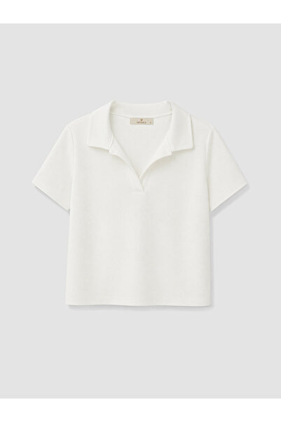 LC Waikiki White Polo Collar Women's T-Shirt