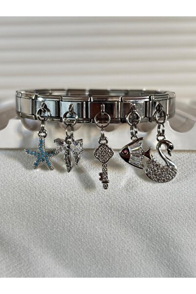 bijoux uniques سوار إيطالي من الفولاذ بتصميم شريط نجمي للموسم الجديد مع حلية ...