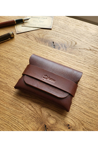 aysefe Genuine Leather Pocket-Sized Card Holder , Real Leather Minimal Cigare...