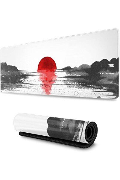 YISHOW Gaming Mouse Pad XL Japanese Lake with Red Sun Asian Extended Large Mo...