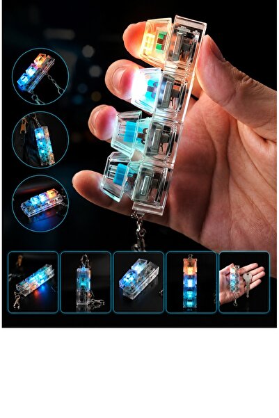 Keyfi Sepet 4'lü LED Işıklı Stres Klavyesi Anahtarlık Pilli Mekanik Tuşlu Fid...