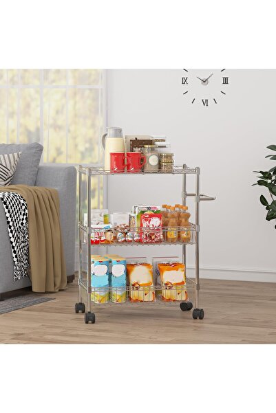 Garvee Heavy Duty 3-Tier Kitchen Cart - Chromed Steel, Load Capacity Up to 60...