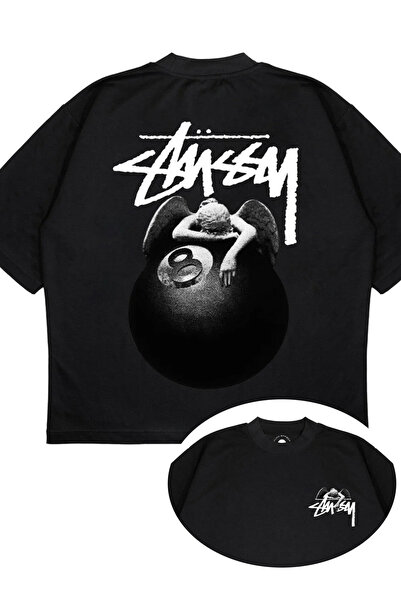 SAUDI Stüssy printed Men and Women's 100% Cotton T-Shirt - Oversized Crew Nec...