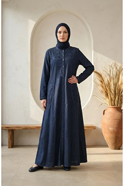 sefamerve Authentic Buttoned Ferace 6570-03 Indigo
