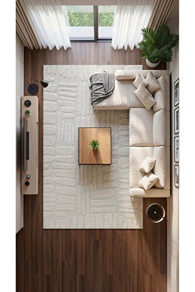 HALICIM COLLECTION TR Teddy TD004 Beyaz 230 x 330 Özel Ölçü Modern Yumuşak Do...