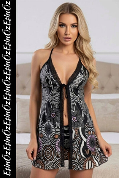 EsinÖz # Nightgown Stylish Elegant Patterned Comfortable Quality Adjustable H...