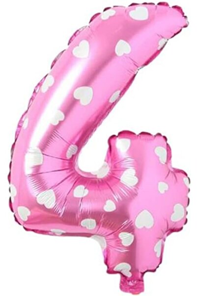Yıldızan Mht Shop 4 Number 16 Inch Pink Heart Foil Balloon 36 cm (Pink) 1153243