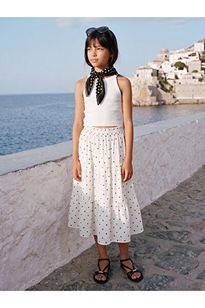LC Waikiki Nevavm Girl's Polka Dot Layered Skirt with Elastic Waist