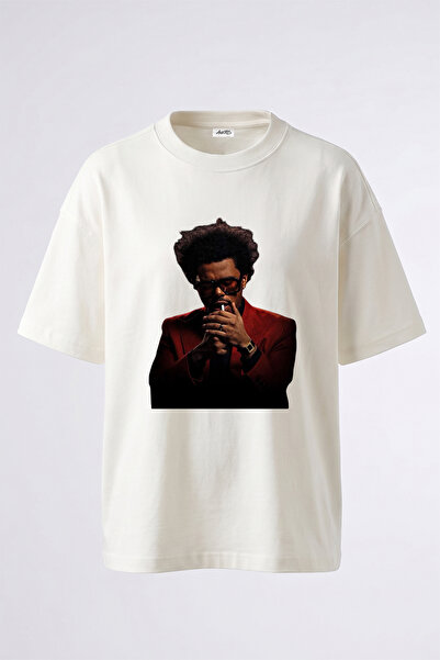 Anetos The Weeknd_41 Design Printed Oversize White T-Shirt