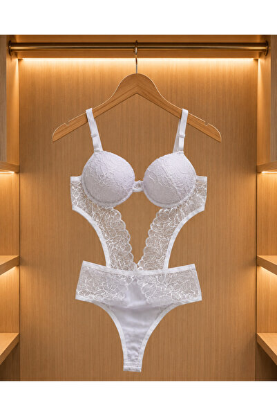 Veloura Desire Megan Beyaz Dolgulu Bodysuit