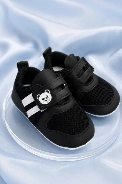 Tuğra Bebe أحذية أطفال مع دببة، نعل ناعم، أحذية أطفال يومية بفيلكرو، مقاس 18-19
