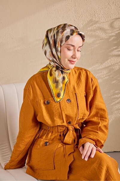 Silk Home وشاح حرير تويل نوير أصفر 90x90