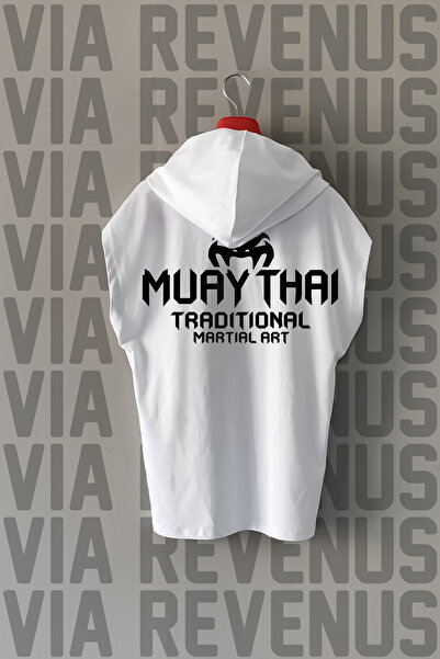 Vordevia Tricou sport din bumbac 100% cu glugă și mâneci scurte, imprimat faț...
