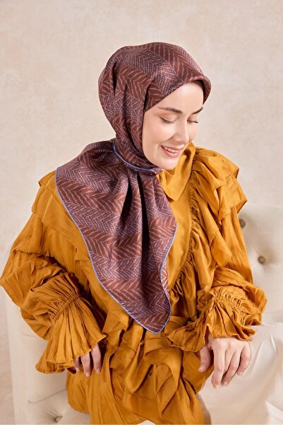 Silk Home Twill Silk Scarf Minimal Pattern Tile 90X90