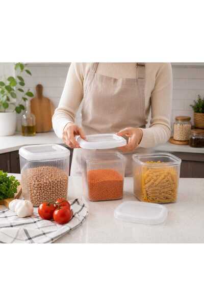 Tuffex Elegance Erzak Kabı 2500 ml Şeffaf Kare Saklama Kabı BPA İçermez