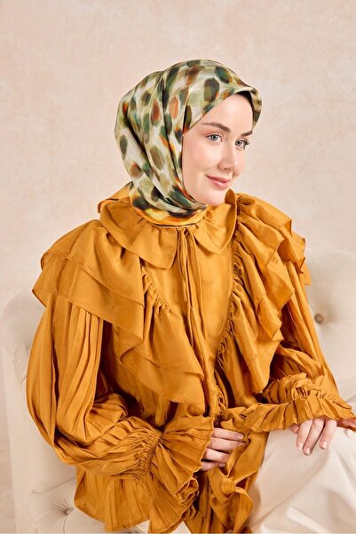 Silk Home وشاح حرير تويل نوير أورانج 90x90