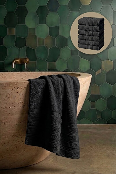 Seritaine 6-Piece Işıl Premium Bath Towel 70X140Cm - Black - 100% Cotton - 60...