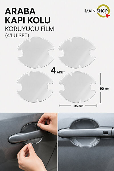 MAİN SHOP Araç Kapı Kolu Koruyucu Şeffaf Film Sticker Şeffaf Çizik Önleyici F...