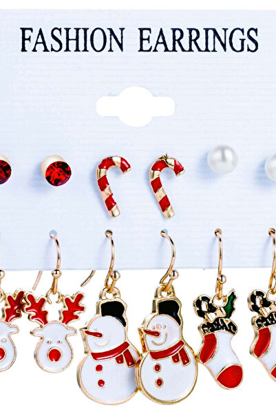 VeeShop Set 12 cercei de Craciun, reni, oameni de zapada, sosete, acadele, cr...
