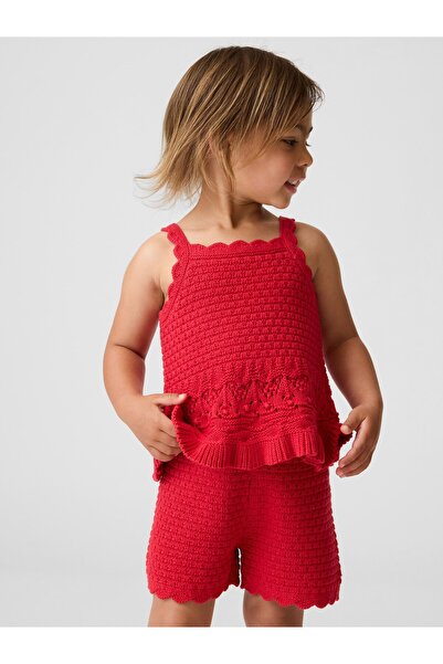 GAP Kız Bebek Kırmızı Kroşe Kenar Kolsuz Bluz