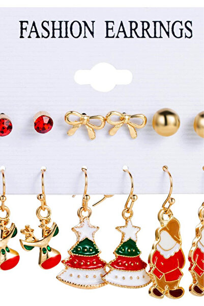 VeeShop Set 12 cercei de Craciun, reni, braduti, pitici, fundite, bilute si c...