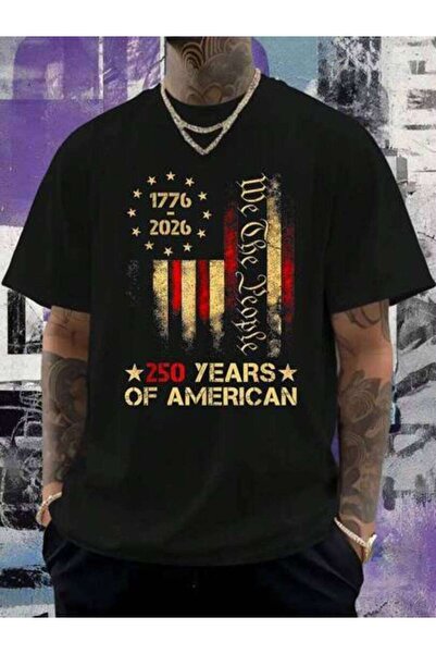 NOURAM تي شيرت بتصميم علم الولايات المتحدة بمناسبة الذكرى 250 - تصميم الشمس و...