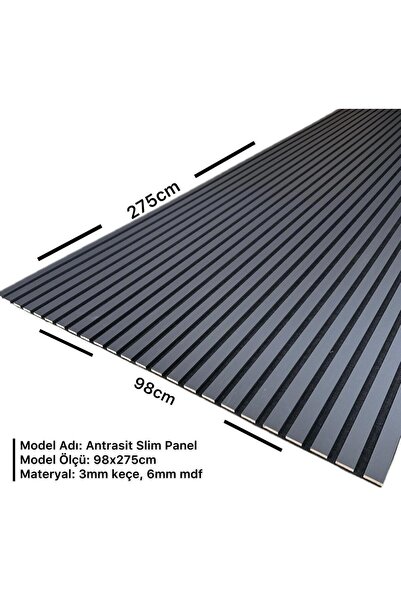 handanca Akustik Antrasit Duvar Lambri Panel Kaplama 100x275