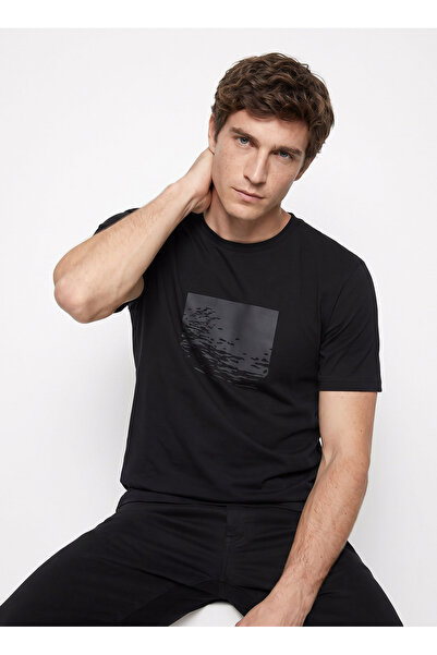 ALTINYILDIZ CLASSICS Siyah Erkek Bisiklet Yaka Slim Fit Desemli T-Shirt ACE09...