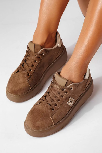 Zaira Women's khaki sneakers made of eco- Leather suede Enya #25470 - 40