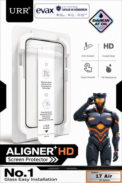 Evax [URR] واقي شاشة زجاجي لهاتف iPhone 17 Air متوافق مع نظام التطبيق التلقائ...