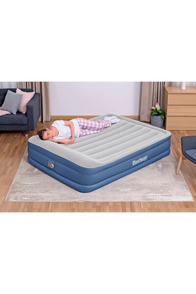 BESTWAY Tritech Havalı Yatak Queen, Dahili AC Pompalı 2,03 m x 1.52 m x 46 cm...