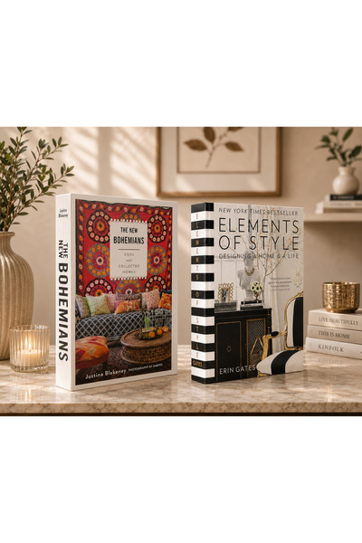 Home مجموعة من صندوقين مزخرفين للكتب - صندوق تخزين مخفي