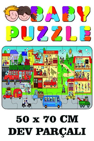 LİPYOS Police, Taxi, Train, Helicopter, City Giant Fun Puzzle 50X70 cm