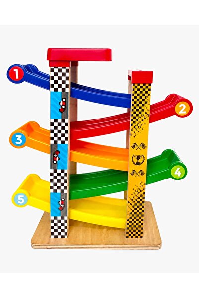 Redka/KumToys Car-Kay Montessori Oyuncak-3 Arabalı-Araba Rampası-Yarış Pisti