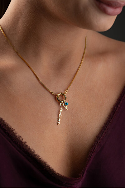 beonejewelry 925 Ayar Gümüş Kişiye Özel Gemici Kilit İsim Ve Nazar Sallantılı...