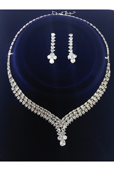 XUPING JEWELRY Kraliyet Işıltısı Damla Taşlı Kolye Küpe Seti