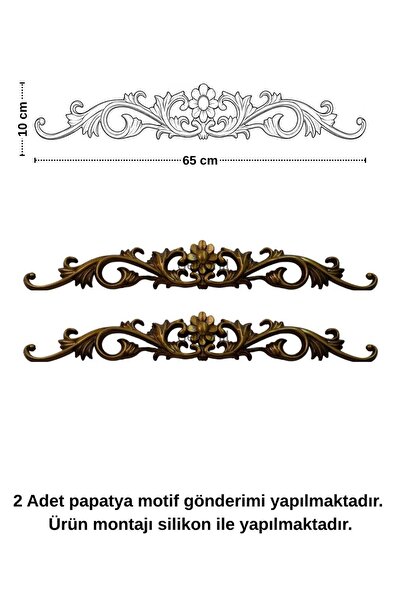 Dekonil Klasik Papatya Desenli Duvar ve Tavan Dekorasyon Motifi 10×65 cm (2 Adet)