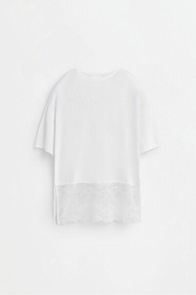 LEFTIES Dantel detaylı triko t-shirt
