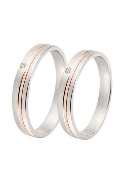 NIRE Δίχρωμες Βέρες 14Κ Λουστρέ με Ζιργκόν – Unisex F4422CZ