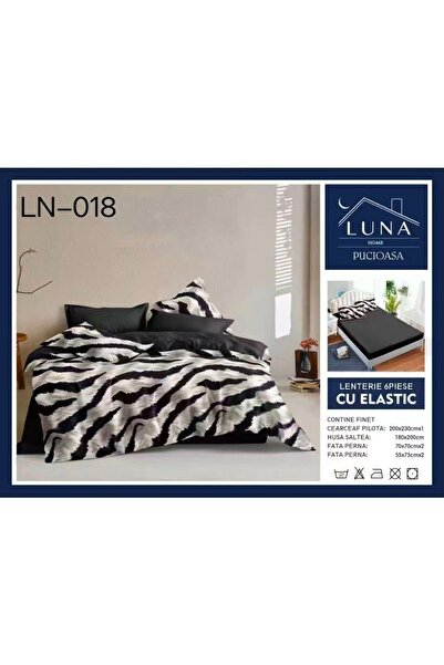 Pucioasa Lenjerie de Pat Finet Gros 6 Piese Cearceaf cu Elastic 180x200 cm