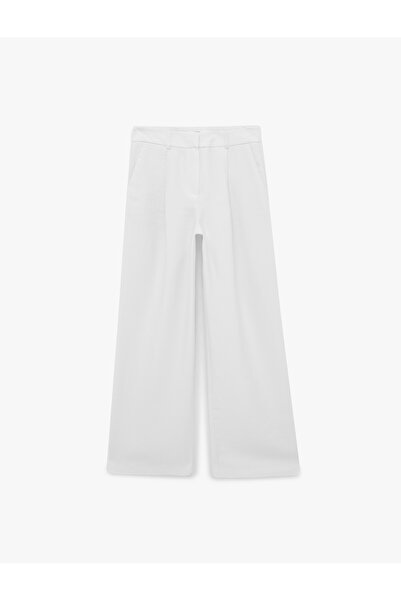 Koton X Sibil Çetinkaya - Viscose Fabric Wide Leg Palazzo Trousers with Pocke...