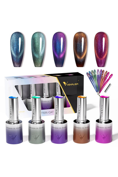 Venalisa 5 Adet Exclusive Cat Eye Kedi Gözü Uv Led Kalıcı Oje Seti + Kartela ...