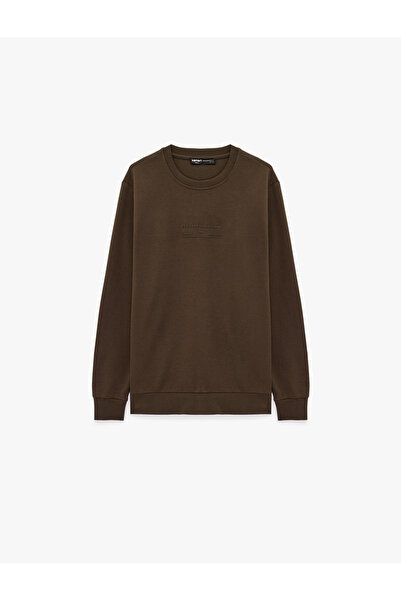 Koton Crew Neck Cotton Long Sleeve Printed Sweatshirt
