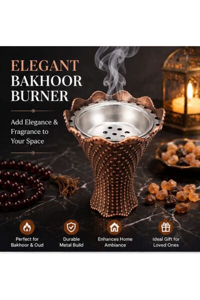 INCENSE BAKHOOR Premium Arabian Style Golden Metal Incense Smoke Burne
