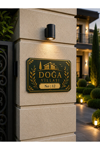 KORKMAZ GROUP Levha Kişiye Özel Villa Giriş Tabelası 25x35 cm PVC Dekota | İs...