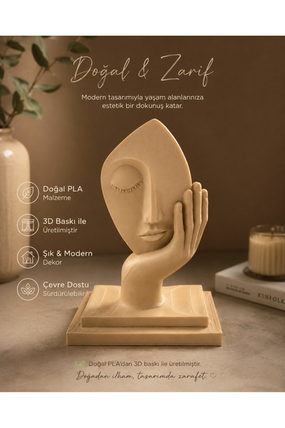 SYLVA CONCEPT Modern Soyut Yüz Dekor Objesi – El Detaylı Biblo | PLA 3D Baskı...