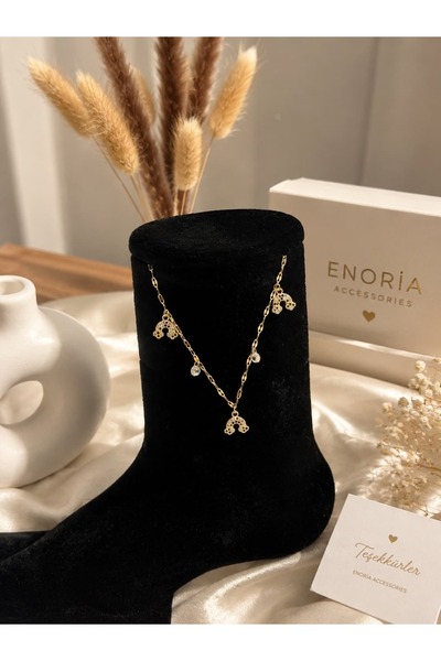 ENORİA ACCESSORİES Zirkon Taşlı Şans Nalı Figürlü Altın Renk Halhal